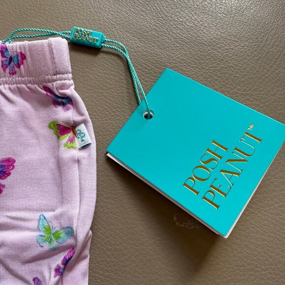 NWT - Posh Peanut - Flutterby Bow Leggings - Girls - Size 3-6M - Picture 4 of 9